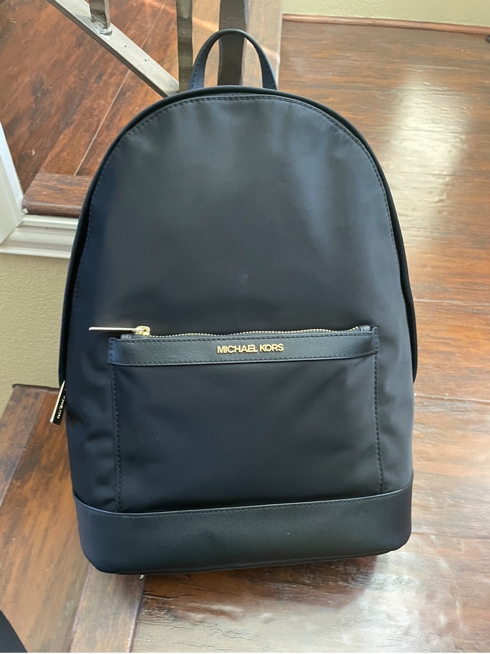 Michael Kors Black Nylon Backpack with Gold Logo